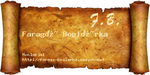 Faragó Boglárka névjegykártya